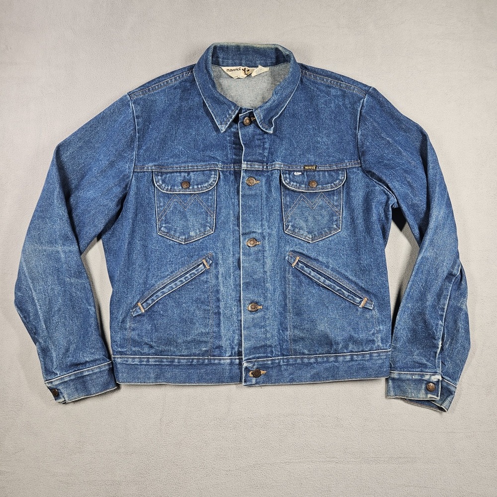 Vintage Maverick Denim Jacket Mens 46 14oz. Denim Western 70s USA 3J03MJO